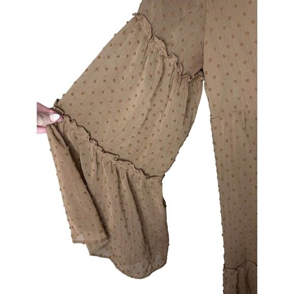 UMGEE Swiss Dot Brown Tiered Dress Size Small - Picture 3 of 5